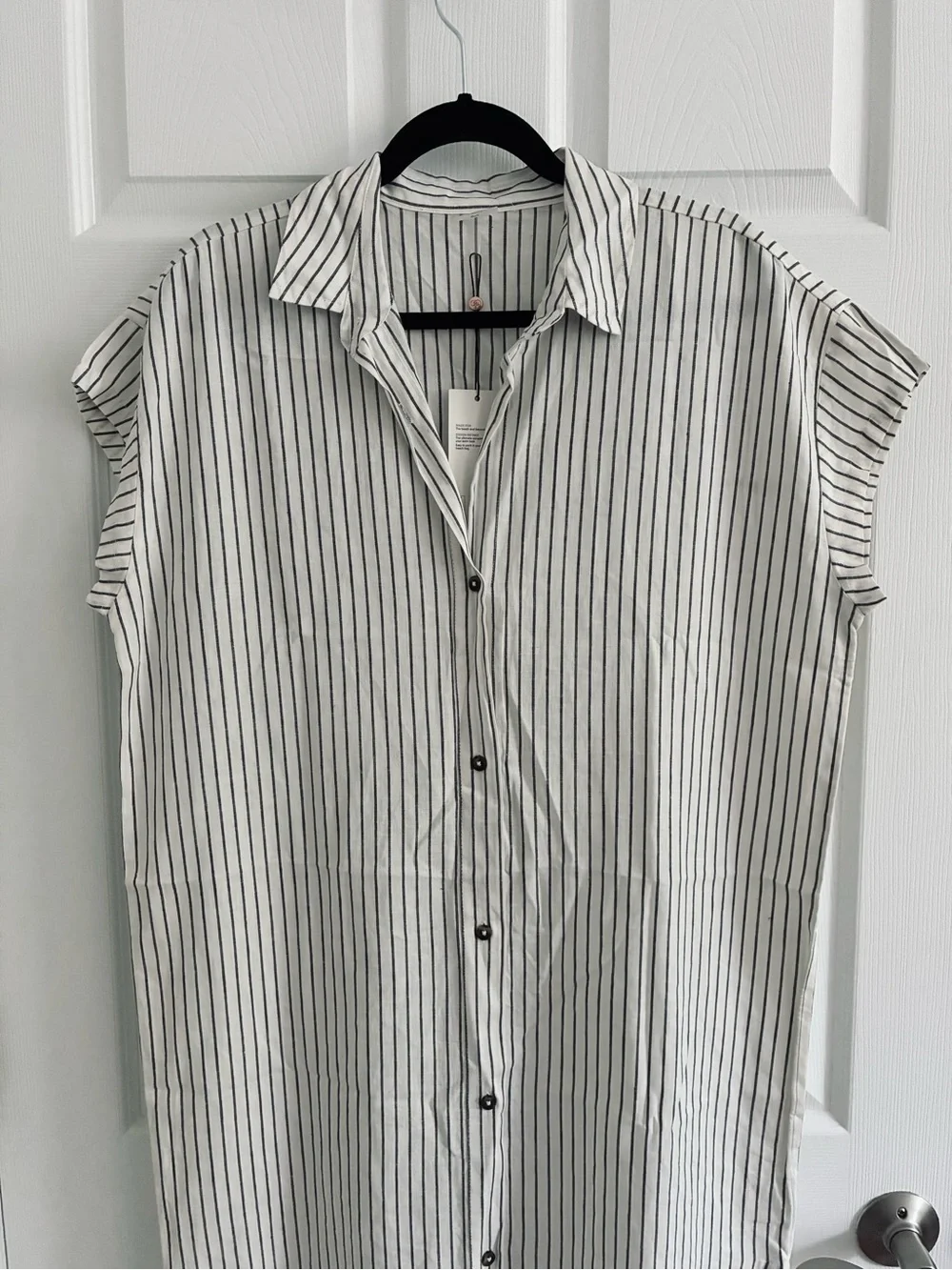 Calia Swim Coverup Dress Yucatan Stripe Ivory Linen Blend Button Down NWT Medium - Picture 5 of 15